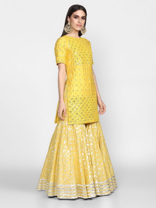 Abhinav Mishra  Yellow Kurta Sharara Sale