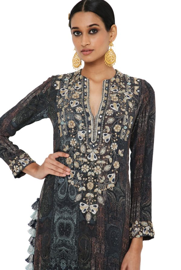 Payal Singhal Printed Embroidered Backless Kurta With Sharara Supply