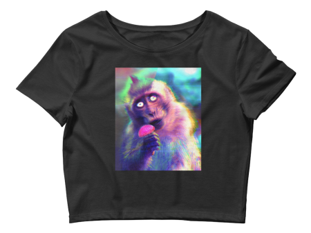 Ape Glitch Graphic Crop Tee For Sale