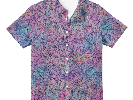 Cann~ Pattern All Over Print Hawaiian Button Up For Discount