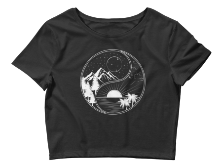 Yin Yang Nature Graphic Crop Tee For Sale