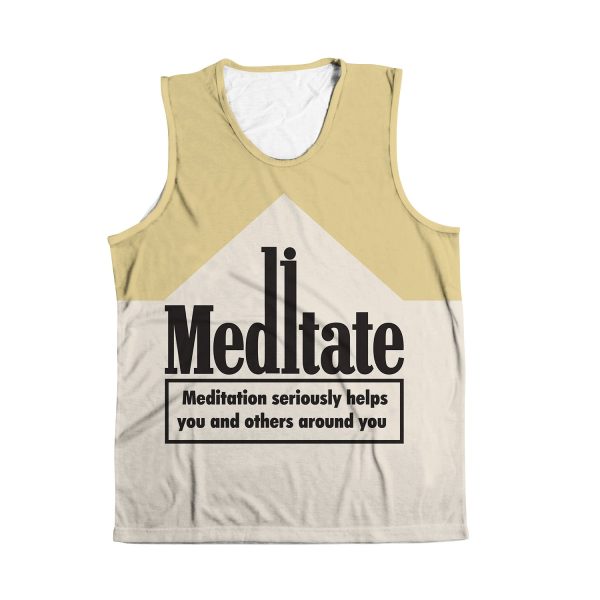 Meditate All Over Print Sleeveless Tee on Sale