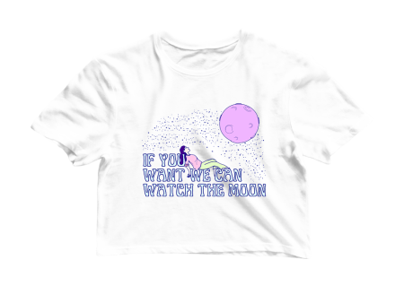 If You Want We Can Watch The Moon Graphic Crop Tee on Sale