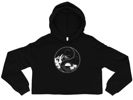 Yin Yang Nature Graphic Crop Hoodie Online now