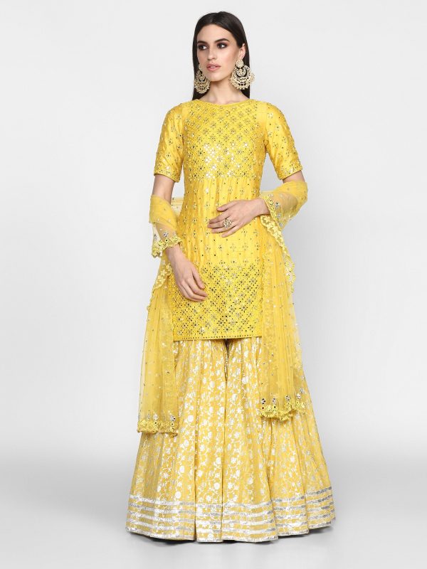 Abhinav Mishra  Yellow Kurta Sharara Sale