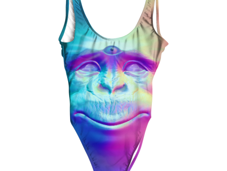 Neon Glowing Monkey All Over Print One-Piece Swimsuit on Sale