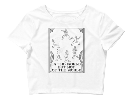 In The World But Not Of The World Graphic Crop Tee For Sale