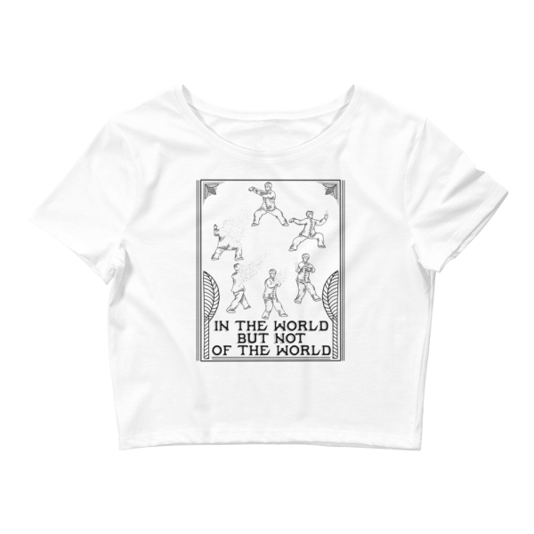 In The World But Not Of The World Graphic Crop Tee For Sale