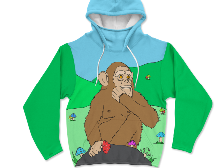 Ston~ Ape Mushroom Field All Over Print Mask Hoodie For Sale