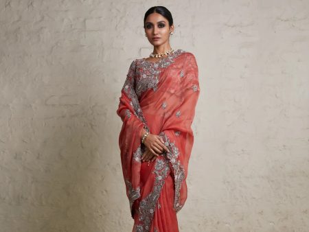 Silk Blouse With Organza Saree Online