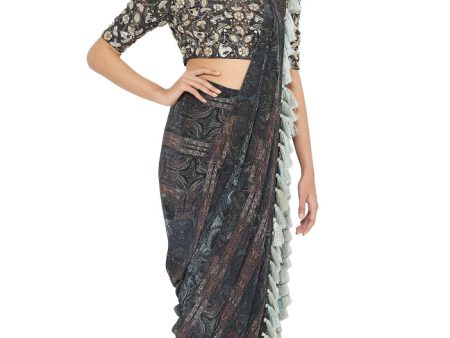 Payal Singhal Printed Embroidered Choli With Pre Stitched Saree Fashion