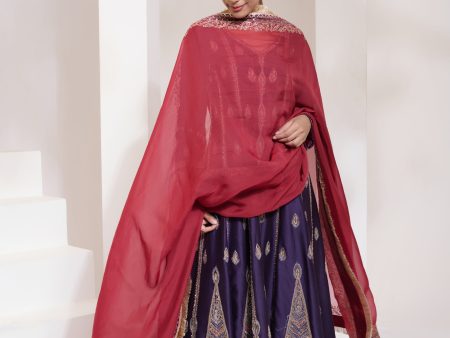 afsana anarkali set purple-red Online Sale