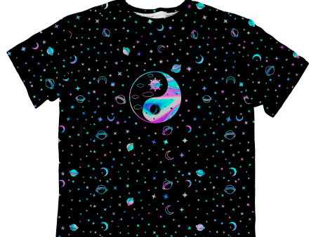 Yinyang Galaxy All Over Print  Oversized Tee For Cheap