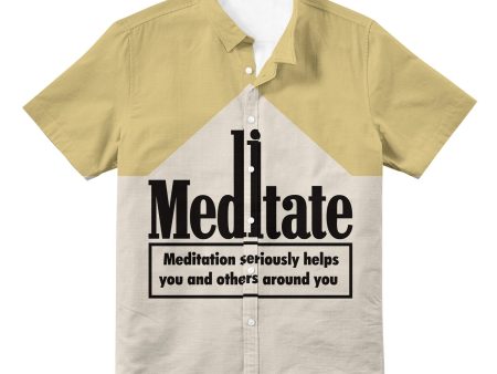 Meditate All Over Print Hawaiian Button Up Hot on Sale