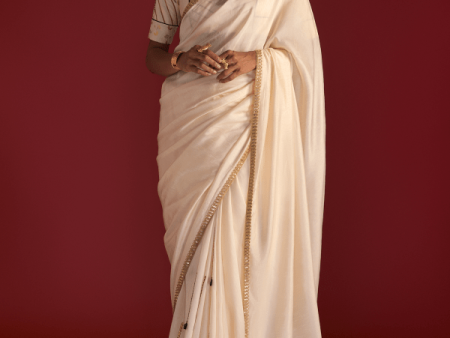 Ivory  Paan-Patti  Saree Online Hot Sale