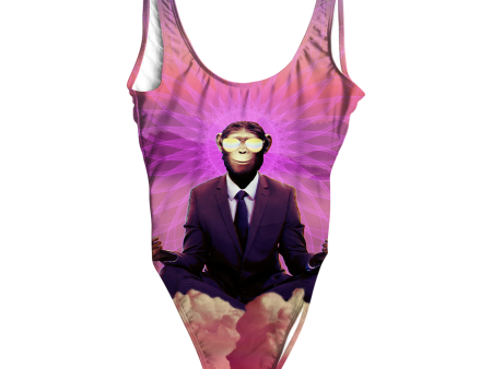 Meditating Ape All Over Print One-Piece Swimsuit For Cheap