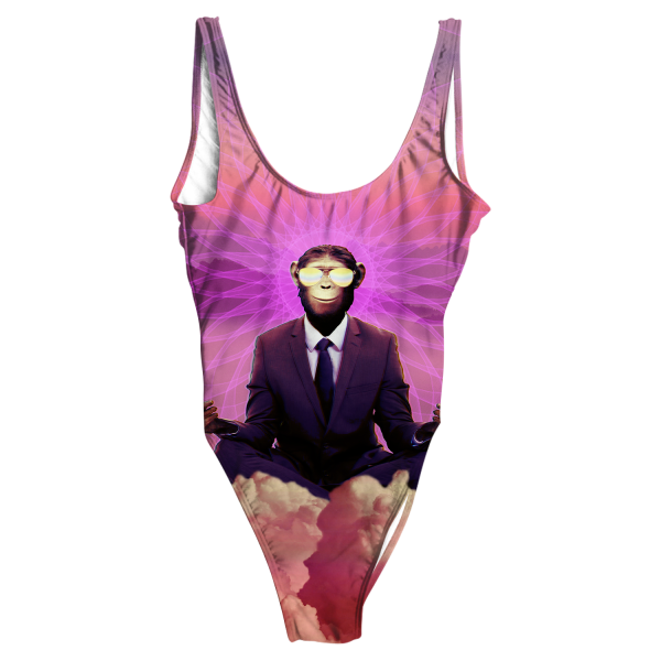 Meditating Ape All Over Print One-Piece Swimsuit For Cheap