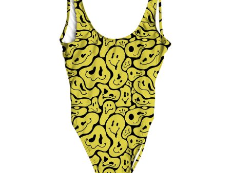 Trippy Smiley Faces All Over Print One-Piece Swimsuit Fashion