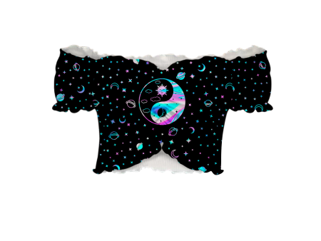 Yinyang Galaxy All Over Print Off-Shoulder Blouse Online Sale