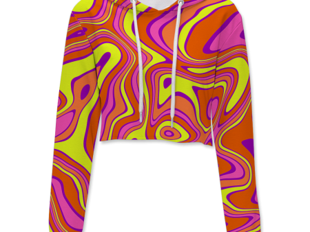 Acid All Over Print Crop Hoodie Discount