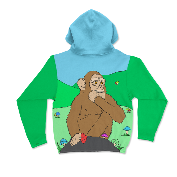 Ston~ Ape Mushroom Field All Over Print Mask Hoodie For Sale