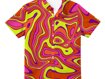 Acid All Over Print Hawaiian Button Up Hot on Sale