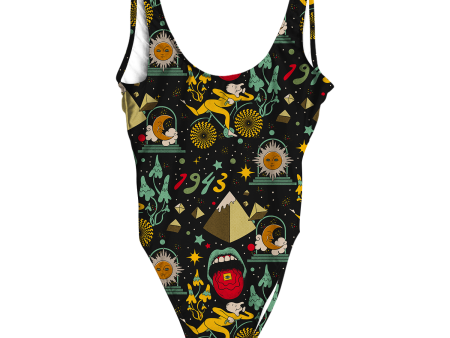 Bicycle Day Pattern All Over Print One-Piece Swimsuit Hot on Sale