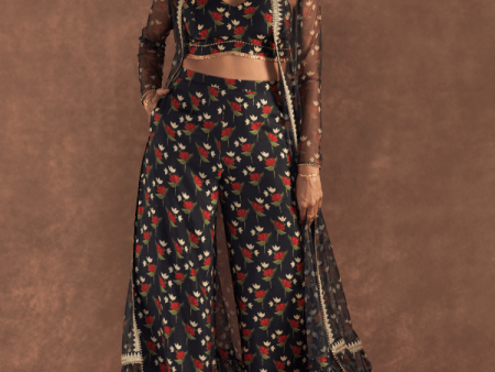 Black Irisbud Cape Set Fashion