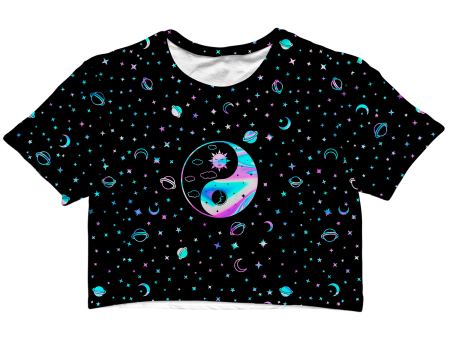 Yinyang Galaxy All Over Print Cotton Crop Tee Discount