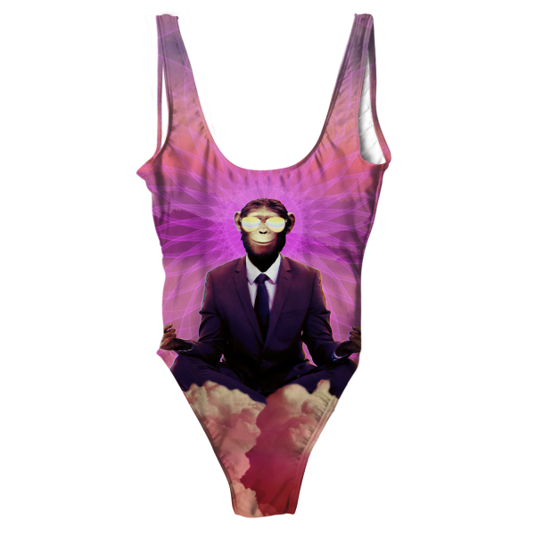 Meditating Ape All Over Print One-Piece Swimsuit For Cheap