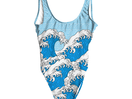 Retro Waves All Over Print One-Piece Swimsuit Fashion