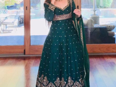 Astha Narang Dark Green Emerald Anarkali Set Hot on Sale