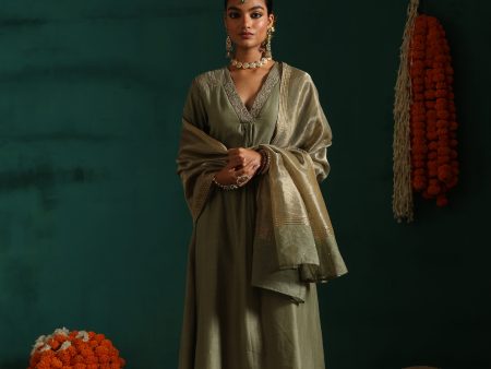 afreen suit set - green Fashion