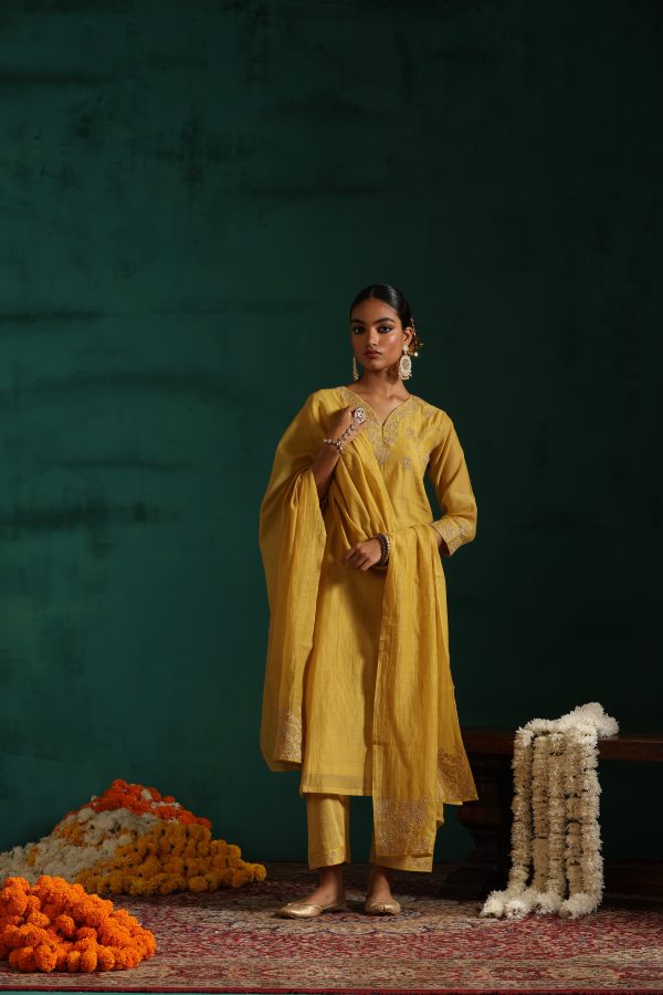 aaftab suit set - yellow Sale