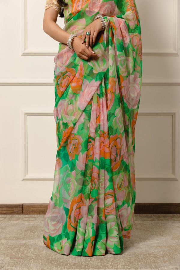 Urvashi printed french chiffon saree Fashion