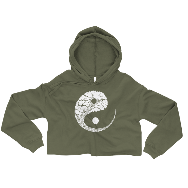 Yinyang Tree Graphic Crop Hoodie Supply