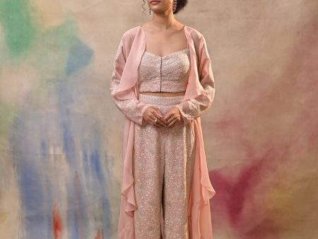 blush pink embroidered indo-western ensemble Hot on Sale