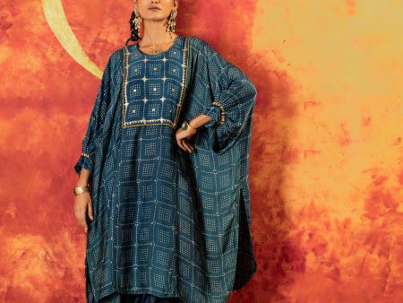 Ajrakh AntiFit Indigo Kurta Set Supply