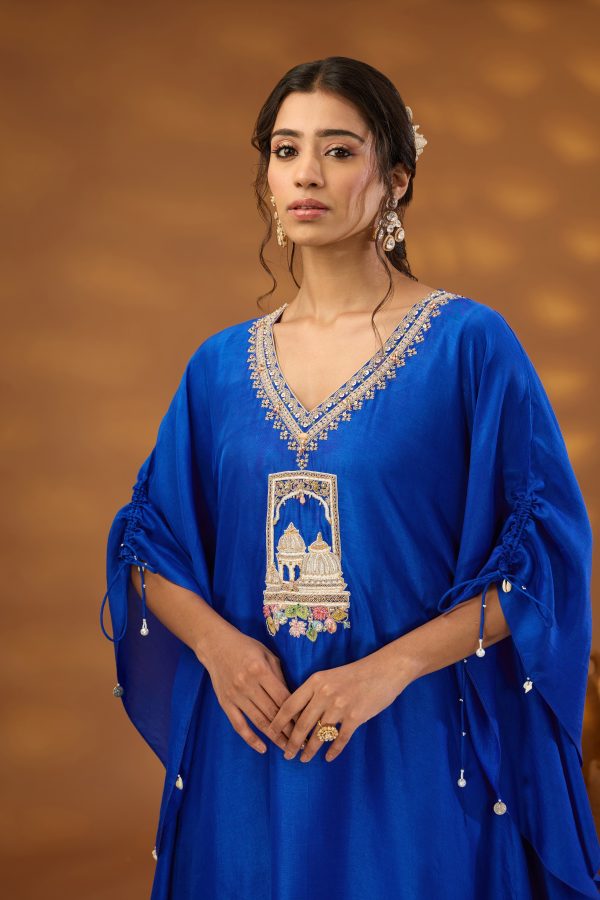 blue embroidered kurta set Discount