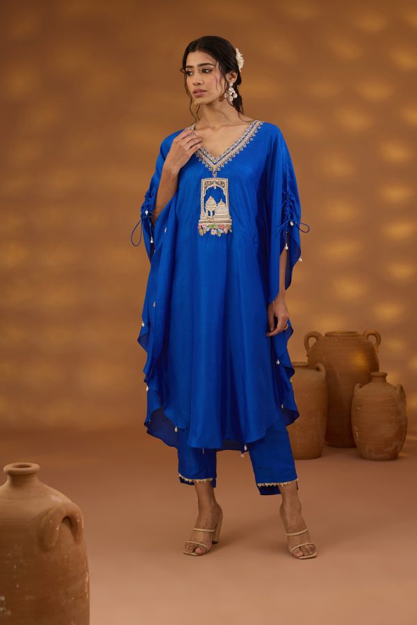 blue embroidered kurta set Discount