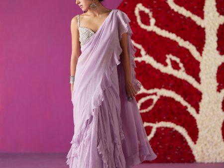 Ahliya Ruffle Lehenga Saree Set Hot on Sale