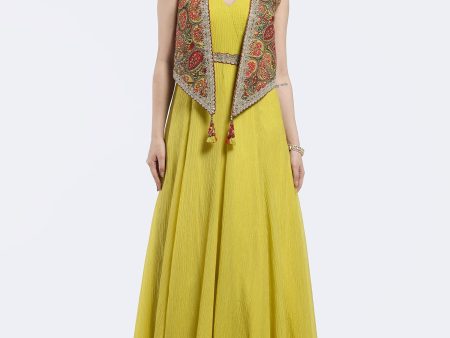 Sleeveless Gown With Indo-Western Jacket Online