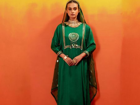 Vani Green Straight Kurta Set with Coord Dupatta For Discount