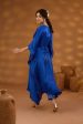 blue embroidered drape kurta set Discount