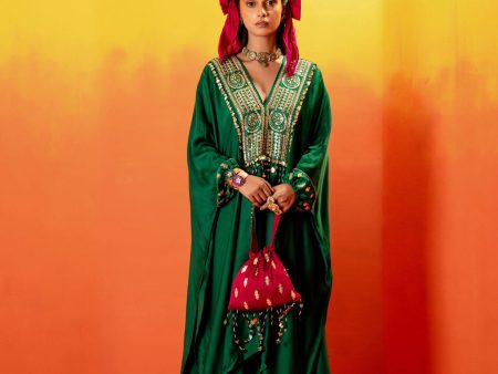 Vani Green Kaftan With Wrap Skirt Online Hot Sale