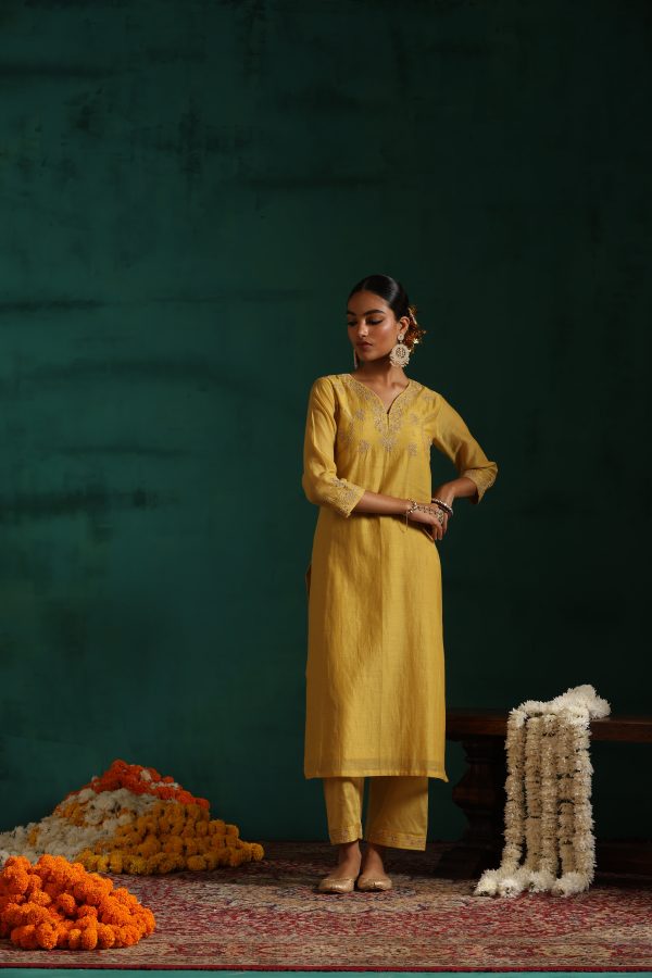 aaftab suit set - yellow Sale