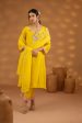 yellow silk embroidered kurta set with dupatta For Discount