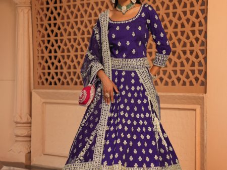 aasmaa purple lehenga with choli and dupatta Cheap