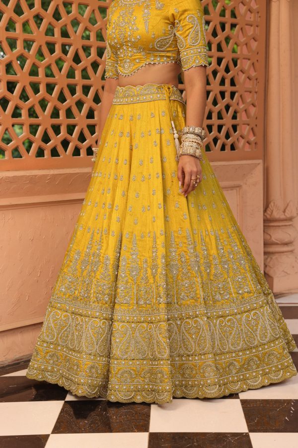 uzma mustard lehenga with blouse and dupatta Hot on Sale