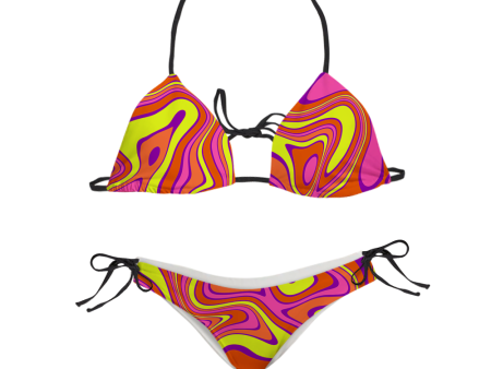 Acid All Over Print Sling Bikini Swimsuit Cheap